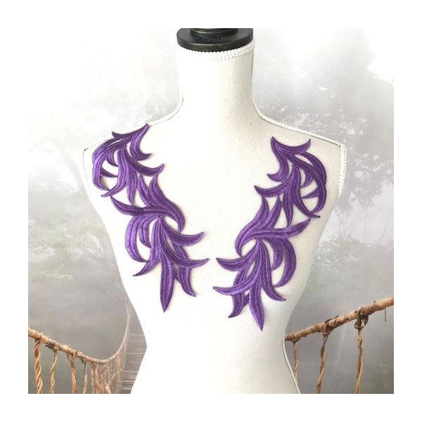 アブストラクトの刺繍レースモチーフセットになります。新体操、社交ダンス、バトントワリング、レオタード、ベリーダンス、フィギュアスケート、バレエ、ドレスなどに縫い付けるだけでワンポイントアクセントとして個性的な仕上がりになります。サイズ：H2...