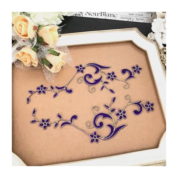 新体操、バレエなどのレオタード、バトントワリング 、ドレス、ステージ衣装に飾り付けるゴールドとパープルのモチーフです。レオタードなどの好きな位置に、好きなデザインで貼り付けて、スパンコールとラインストーンを加えて、自由デザインができます。手...