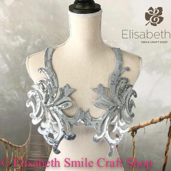 スパンコールモチーフ シルバー 衣装 アイロン用 アップリケ ワッペンモチーフ アイロンワッペン アイロン接着 アップリケワッペン 服飾 モチーフ 装飾 新体操 バレエ衣装 舞台衣装 ステージ衣装 ダンス衣装 社交ダンス フィギア衣装