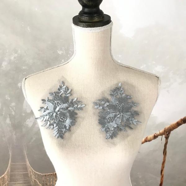 フラワー チュールモチーフ 花 シルバー グレー 衣装 装飾 パーツ 手作り バトンモチーフ レオタード モチーフ 新体操 バレエ衣装 舞台衣装 ステージ衣装 ダンス衣装 社交ダンス フィギア衣装