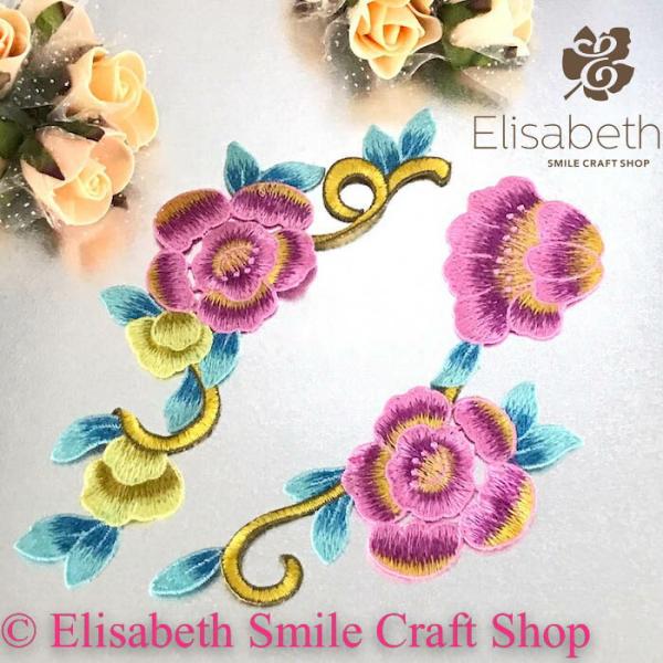 モチーフ バラ模様 アップリケ ペアセット 衣装 ダンス 装飾 ハンドメイド 薔薇 舞台衣装 ステージ衣装 ダンス衣装 社交ダンス フィギア衣装 ピンク ブルー イエロー