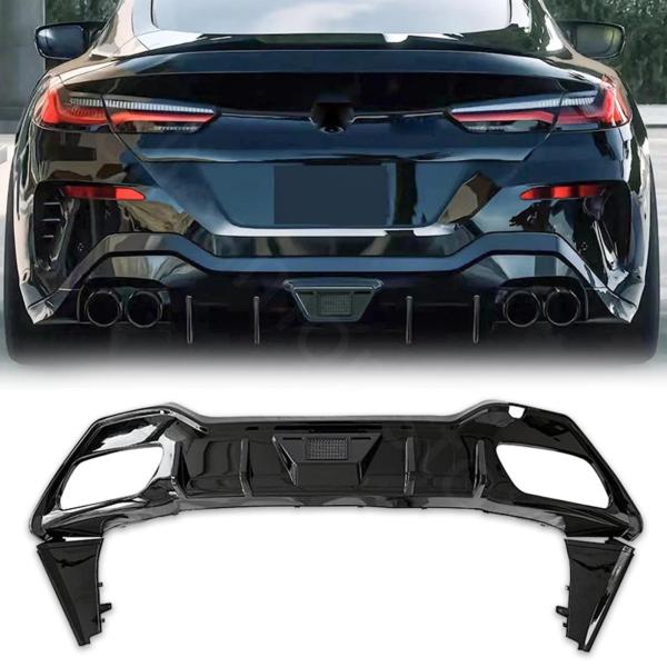 リアディフューザー 2020-2024 BMW 8シリーズ G16 グランクーペ 4ドア Mスポーツ 車種専用 リアバンパー 艶あり黒 ABS製 改装パーツ リ
