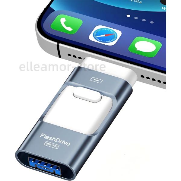 【Apple MFi認定 全スマホ対応 4in1】USBメモリ256GB ROSPE iPhone Lightning/Type-C/USB-A/Micro 両面挿しスマホ フラッシュドライブ iOS/Android/PC対応