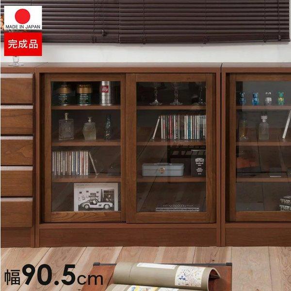 食器棚 ロータイプ 幅90 完成品 引き戸 収納 奥行30cm 90 ガラス 本棚 書棚 おしゃれ キッチンボード 高級 日本製 木製 大容量 薄型 国産 北欧 N9rno 0141 Elmono 通販 Yahoo ショッピング