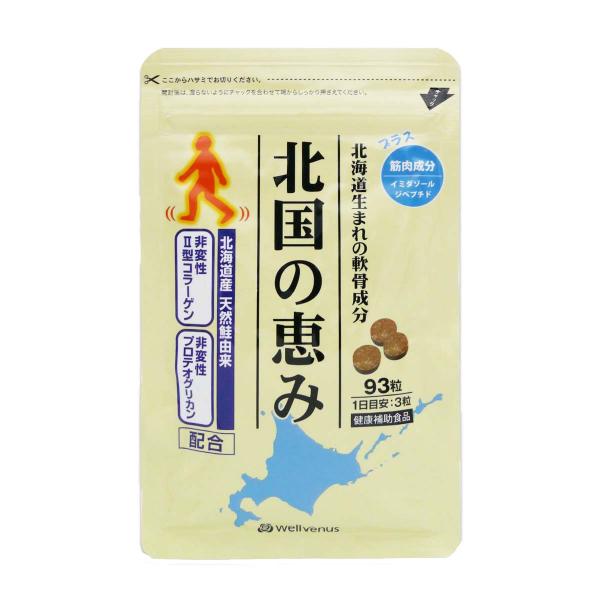 北国の恵み 1ヶ月分 93粒 ウェルヴィーナス プロテオグリカン 2型グルコサミン 膝 モンドセレクション最高金賞受賞 北国の恵み93S01-02 KGMG93-01P