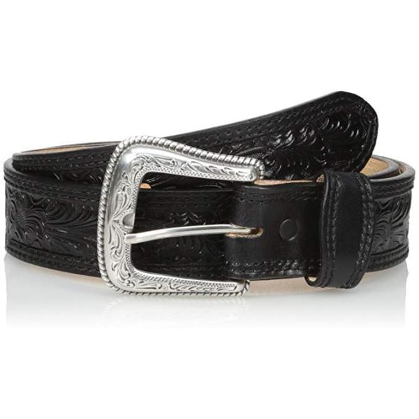 19)N2496801 メンズ ブラック フローラル ウエスタンベルト (サイズ