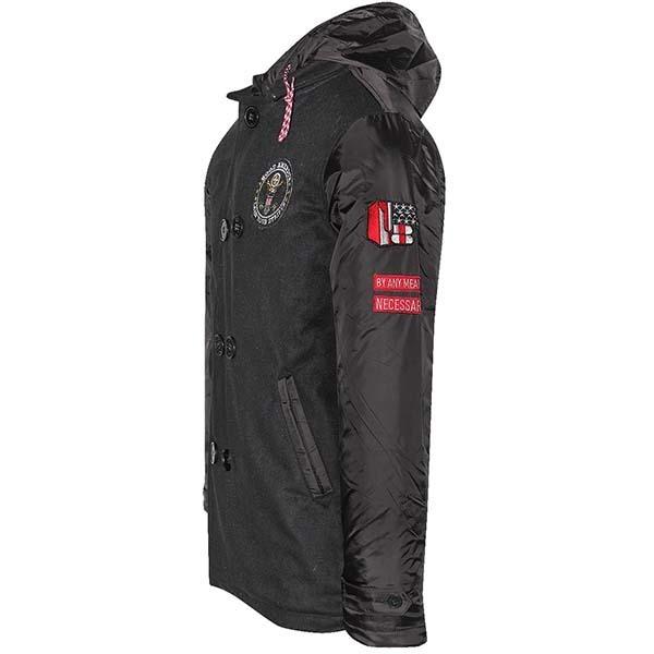 新作入荷 Hood ダッフルコート ジャケット コート ウール ピーコート Pコート America ヒップホップ ストリート 着脱可能 フード あったか 防寒 アウター メンズ Pコート カラー ブラック Lolas Com Co