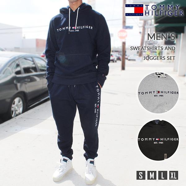 トミーヒルフィガー Tommy Hilfiger セットアップ パーカー プルオーバー スウェット 上下セット ジョガーパンツ メンズ ロゴ スポーツ  ルームウェア