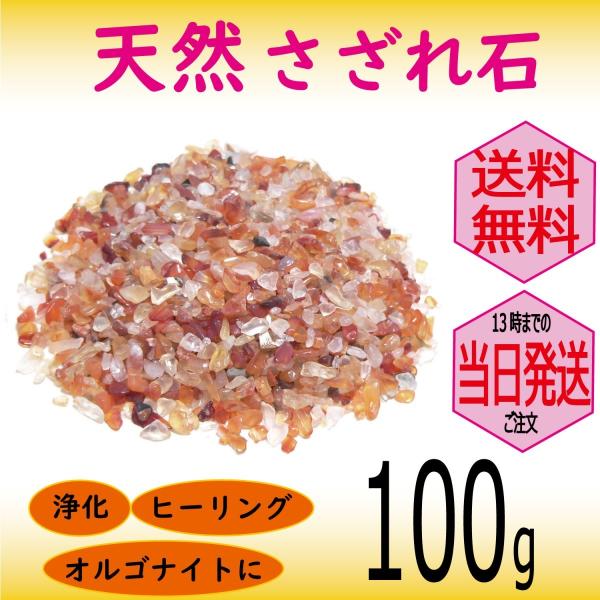 パワーストーン 浄化 用 カーネリアン さざれ石 穴なし 100g オーガンジー袋入り パワーストーン ブレスレット 浄化 や インテリア 癒し に メール便 送料無料