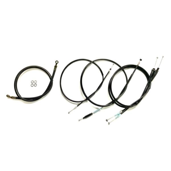 ■アップハンワイヤーセット【Akit　1set】■ホンダ　CBX400F■セット内容ブラックワイヤーセットラバーブレーキホース　1本■ワイヤーの長さは純正長と『同じ長さから30cmロング』まで選べます■ノーマル長のデータです　参考にしてくだ...