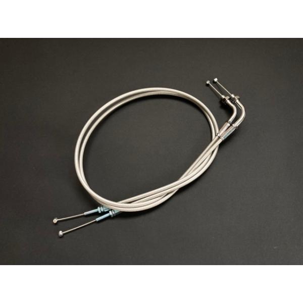 ■メッシュアクセルワイヤー 【1set】日本製■カワサキ　Z1/2　Z750FX-1型　KZ1000MK2■ワイヤー長さは純正長より『約20cmロング』になります■アウター長アクセルワイヤー（引き）約120cm（戻し）約121cm（多少の誤...