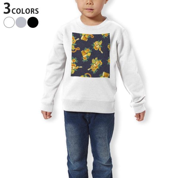 �g���[�i�[ �L�b�Y �q�� ���� �z���C�g �O���[ �u���b�N �f�U�C�� 110 130 150 sweatshirt�@  �t�����[�@�M�^�[�@���y 010162