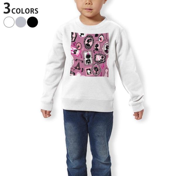 �g���[�i�[ �L�b�Y �q�� ���� �z���C�g �O���[ �u���b�N �f�U�C�� 110 130 150 sweatshirt�@  �v�����Z�X�@���@���� 011283