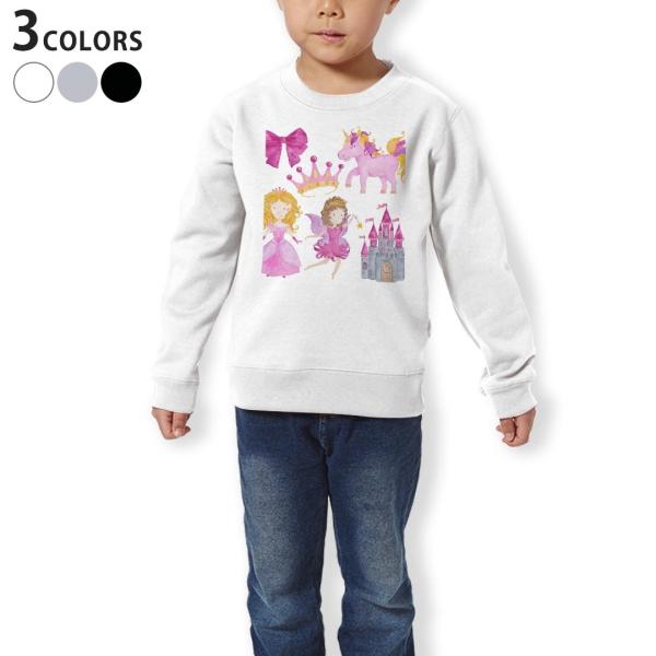 �g���[�i�[ �L�b�Y �q�� ���� �z���C�g �O���[ �u���b�N �f�U�C�� 110 130 150 sweatshirt�@  �v�����Z�X�@�P�@���̎q�@ 013592