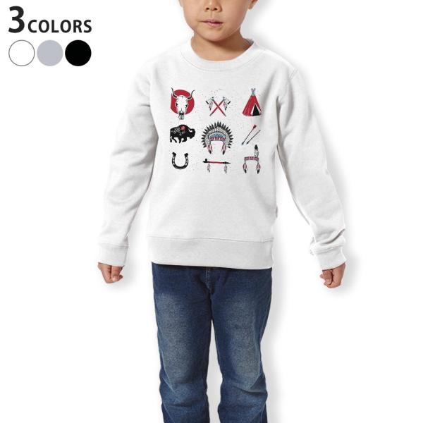 �g���[�i�[ �L�b�Y �q�� ���� �z���C�g �O���[ �u���b�N �f�U�C�� 110 130 150 sweatshirt�@  �C���f�B�A���@�|�� 014125