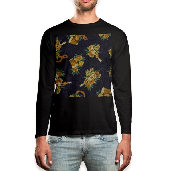 �����O T�V���c �����Y ���� �u���b�N �f�U�C�� XS S M L XL 2XL ����T �e�B�[�V���c �� black T shirt long sleeve  �t�����[�@�M�^�[�@���y 010162