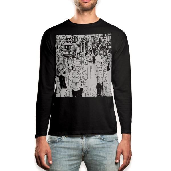 O TVc Y  ubN fUC XS S M L XL 2XL T eB[Vc  black T shirt long sleeve  mg[@@l 013403