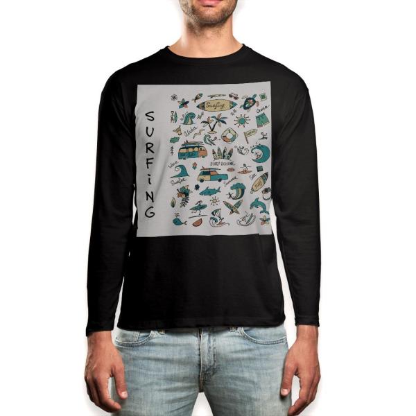 �����O T�V���c �����Y ���� �u���b�N �f�U�C�� XS S M L XL 2XL ����T �e�B�[�V���c �� black T shirt long sleeve  �T�[�t�B���@�C�@�C���J 014306