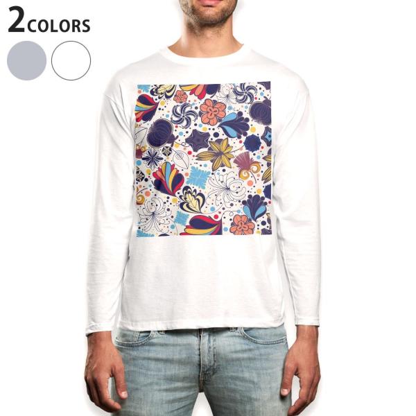 �����OT�V���c �����Y ���� �z���C�g �O���[ XS S M L XL 2XL T�V���c �e�B�[�V���c T shirt long sleeve  �ԁ@�t�����[�@�͗l�@�@�u���[ 007630