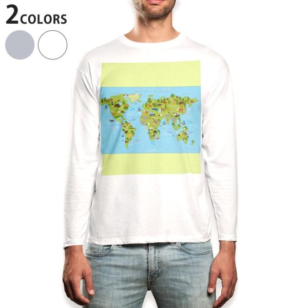 �����OT�V���c �����Y ���� �z���C�g �O���[ XS S M L XL 2XL T�V���c �e�B�[�V���c T shirt long sleeve  ���E�n�}�@wordmap 015952