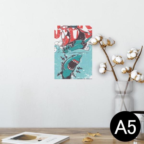 �|�X�^�[ �E�H�[���X�e�b�J�[ �V�[���� 148×210mm A5 �ʐ^ �� �C���e���A ������� wall sticker poster �T���@JAWS�@�C���X�g 005372