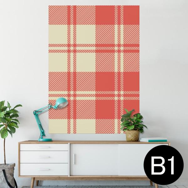 �|�X�^�[ �E�H�[���X�e�b�J�[ �V�[���� 728×1030mm B1 �ʐ^ �� �C���e���A ������� wall sticker poster �`�F�b�N�@�͗l�@�ԁ@���b�h 007429