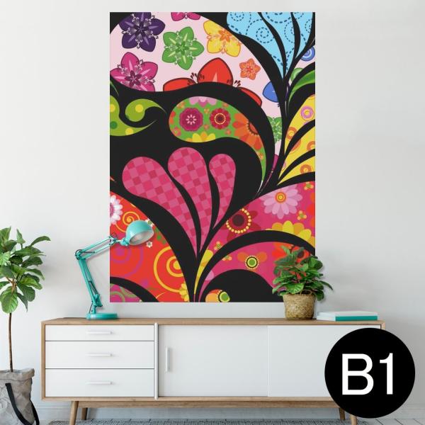 �|�X�^�[ �E�H�[���X�e�b�J�[ �V�[���� 728×1030mm B1 �ʐ^ �� �C���e���A ������� wall sticker poster �ԁ@�t�����[�@�͗l�@�J���t�� 007673