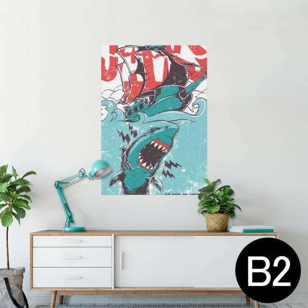 �|�X�^�[ �E�H�[���X�e�b�J�[ �V�[���� 515×728mm B2 �ʐ^ �� �C���e���A ������� wall sticker poster �T���@JAWS�@�C���X�g 005372