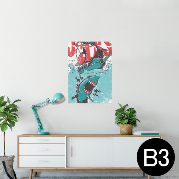 �|�X�^�[ �E�H�[���X�e�b�J�[ �V�[���� 364×515mm B3 �ʐ^ �� �C���e���A ������� wall sticker poster �T���@JAWS�@�C���X�g 005372