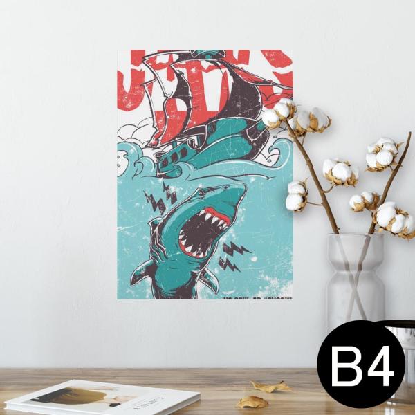 �|�X�^�[ �E�H�[���X�e�b�J�[ �V�[���� 257×364mm B4 �ʐ^ �� �C���e���A ������� wall sticker poster �T���@JAWS�@�C���X�g 005372