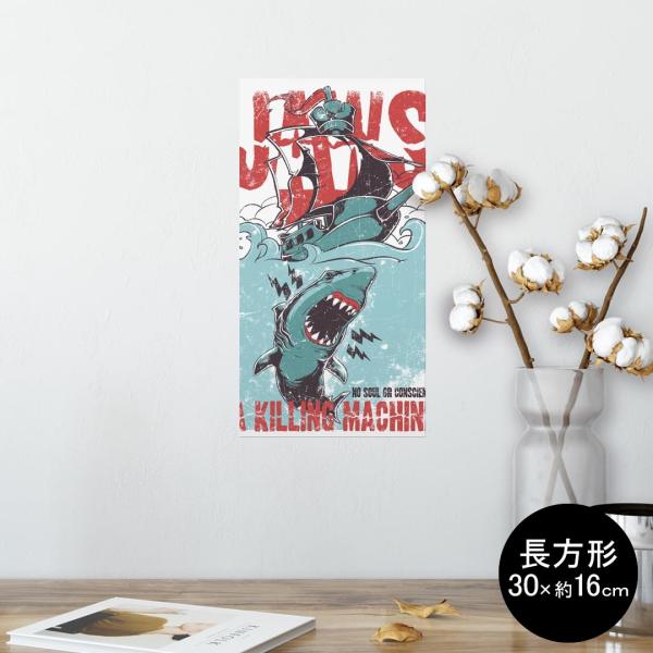 �|�X�^�[ �E�H�[���X�e�b�J�[ �����` �V�[���� ���� 30×16cm Ssize �� �������@wall sticker poster �T���@JAWS�@�C���X�g 005372