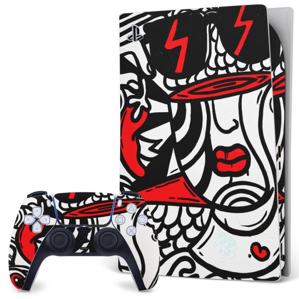 SONY PS5 �f�W�^���G�f�B�V���� �v���C�X�e�[�V���� ��p�������ȃX�L���V�[�� �\�邾���� �f�U�C���X�e�b�J�[  �ԁ@���b�h�@�͗l�@�� 007345