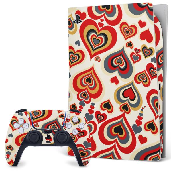 SONY PS5 �f�W�^���G�f�B�V���� �v���C�X�e�[�V���� ��p�������ȃX�L���V�[�� �\�邾���� �f�U�C���X�e�b�J�[  �n�[�g�@�ԁ@���b�h�@�͗l 007590