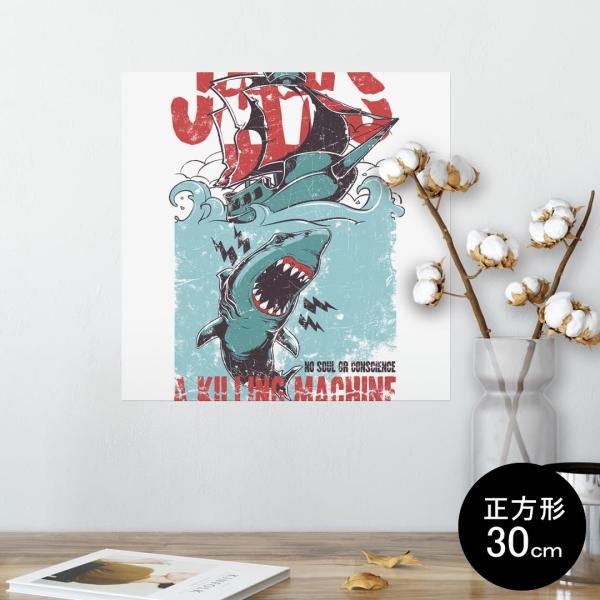 �|�X�^�[ �E�H�[���X�e�b�J�[ �V�[���� 30×30cm Ssize �� �C���e���A �������@�������� wall sticker poster �T���@JAWS�@�C���X�g 005372