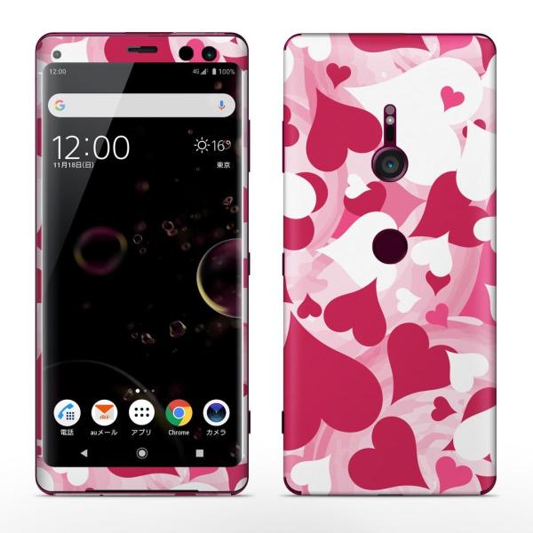 igsticker Xperia XZ3 SO-01L SOV39 801SO �e�Ή� docomo au softbank �G�N�X�y���A �S�ʃX�L���V�[�� �t�� �n�[�g�@�͗l�@�s���N 004462