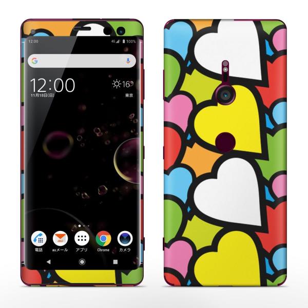 igsticker Xperia XZ3 SO-01L SOV39 801SO �e�Ή� docomo au softbank �G�N�X�y���A �S�ʃX�L���V�[�� �t�� �n�[�g�@�J���t�� 007071