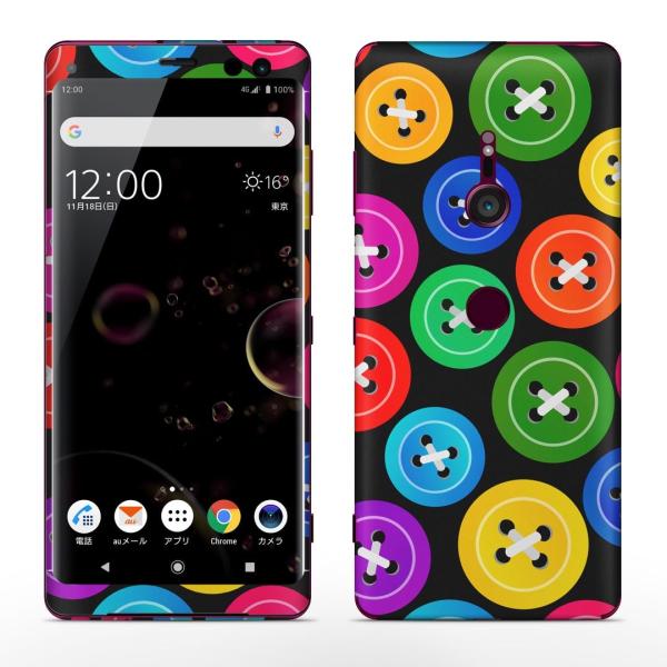 igsticker Xperia XZ3 SO-01L SOV39 801SO �e�Ή� docomo au softbank �G�N�X�y���A �S�ʃX�L���V�[�� �t�� �{�^���@�ڂ���@�J���t���@�͗l 007504