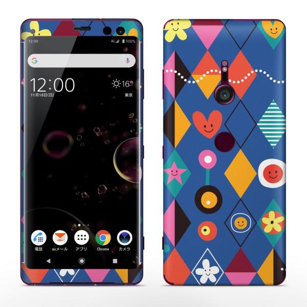 igsticker Xperia XZ3 SO-01L SOV39 801SO �e�Ή� docomo au softbank �G�N�X�y���A �S�ʃX�L���V�[�� �t�� �n�[�g�@�C���X�g�@�@�u���[ 008077