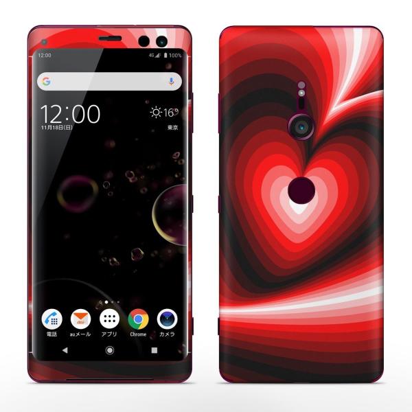igsticker Xperia XZ3 SO-01L SOV39 801SO �e�Ή� docomo au softbank �G�N�X�y���A �S�ʃX�L���V�[�� �t�� �n�[�g�@�ԁ@���b�h�@���@�u���b�N 008728