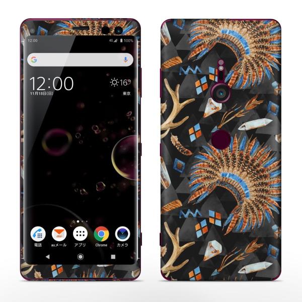 igsticker Xperia XZ3 SO-01L SOV39 801SO �e�Ή� docomo au softbank �G�N�X�y���A �S�ʃX�L���V�[�� �t�� �͗l�@�C���f�B�A�� 014541