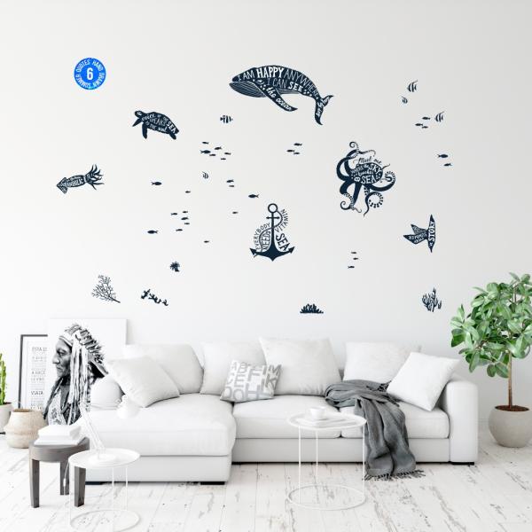 EH[XebJ[  590×1327mm wall sticker  fish sea NW  CJ 邩 ANAE V`  EH[XebJ[ 016512
