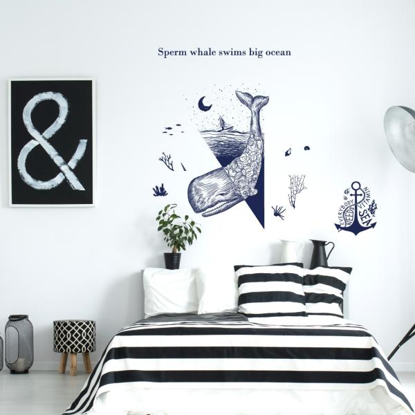 C̐ V[EH[XebJ[  fish sea NW  CJ 邩 V`  90×90cm V[   ǎ wall sticker@
