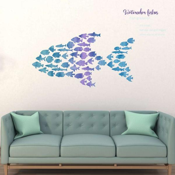 C̐ V[EH[XebJ[  fish sea NW  CJ 邩 V`  90×90cm V[   ǎ wall sticker@