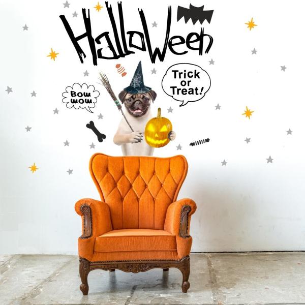EH[XebJ[  590×1327mm wall sticker nEB halloween ڂ ^    trick or treat EH[XebJ[ 016630