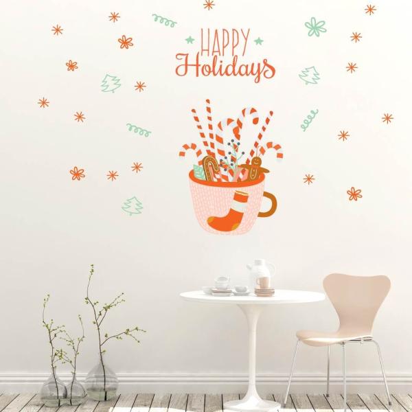 EH[XebJ[  590×1327mm wall sticker NX}X Christmas َq R[q[ Jbv c[ 킢 EH[XebJ[ 017039
