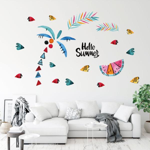 EH[XebJ[  590×1327mm wall sticker  summer ċx C V̖ Jt XCJ EH[XebJ[ 017326