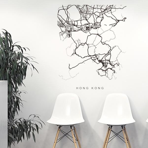 E̓ssMAPV[EH[XebJ[ 90×90cm n} Xg[g}bv street map world city@ss@n}@En}@@050138 Hong Kong, China