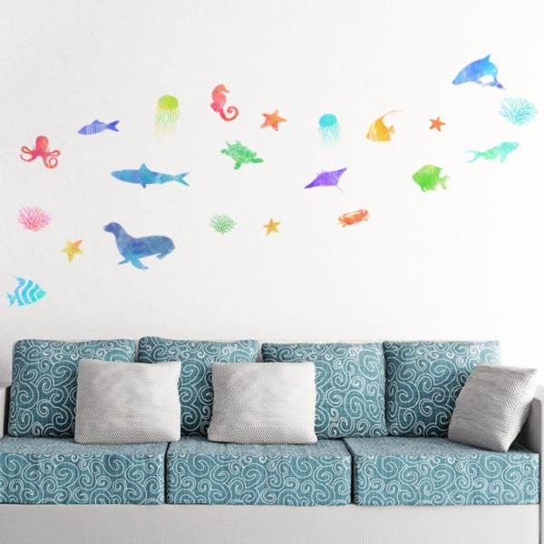 C̐ V[EH[XebJ[  fish sea NW  CJ 邩 V`  400×900mm V[   ǎ wall sticker