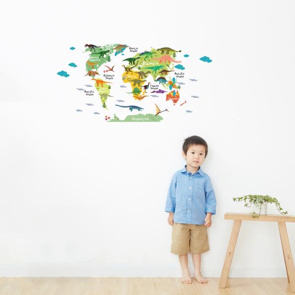 EH[XebJ[  390×877mm wall sticker  En} {n} world map japan 嗤 EH[XebJ[ 016009