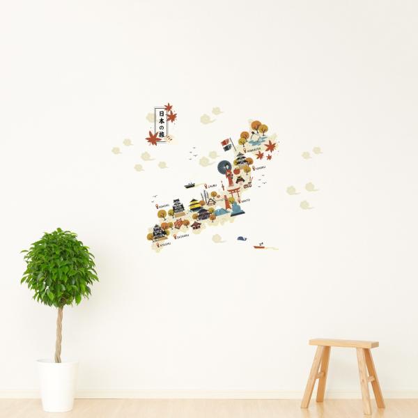 EH[XebJ[  390×877mm wall sticker En} {n} world map japan 嗤 EH[XebJ[ 016017